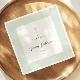 Servilleta De Papel Sage Green Elegant Baptism Paper Napkin