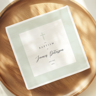 Servilleta De Papel Sage Green Elegant Baptism Paper Napkin
