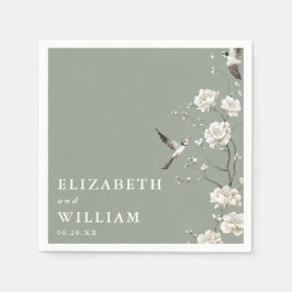Servilleta De Papel Sage Green Elegant Chinoiserie Boda Floral