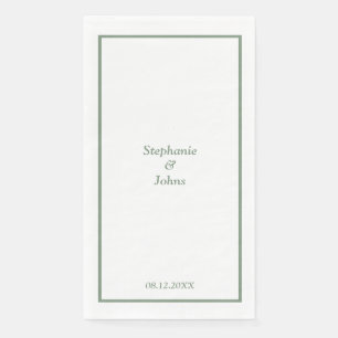 Servilleta De Papel Sage Green Elegant Custom Name Moderno Boda
