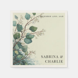 Servilleta De Papel Sage Green Eucalyptus Elegant Foliage Wedding 