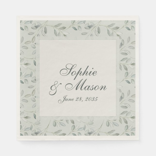 Servilleta De Papel Sage Green Eucalyptus Wedding Napkin (Anverso)