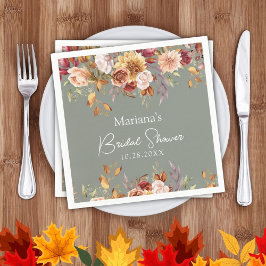 Servilleta De Papel Sage Green Fall Floral Bridal Shower