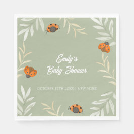 Servilleta De Papel Sage Green Fall Ladybug GreenerenerenBaby Shower