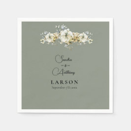 Servilleta De Papel Sage Green Floral Wedding Napkins
