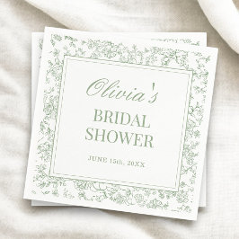 Servilleta De Papel Sage Green French Vintage Floral Bridal Shower