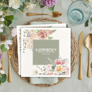 Servilleta De Papel Sage Green Garden Flower Spring Bridal Shower