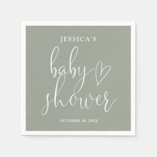 Servilleta De Papel Sage Green Gender Neutral Baby Shower