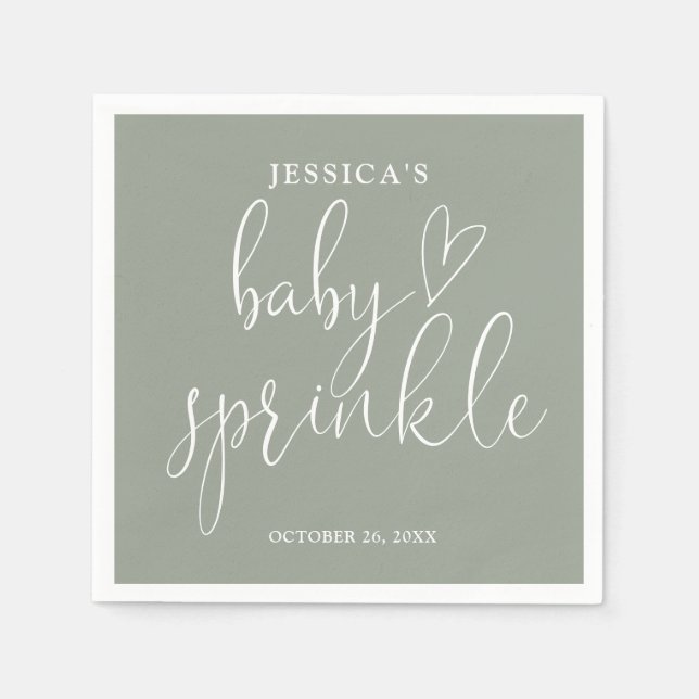 Servilleta De Papel Sage Green Gender Neutral Baby Sprinkle Shower (Anverso)