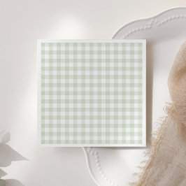 Servilleta De Papel Sage Green Gingham Baby Shower
