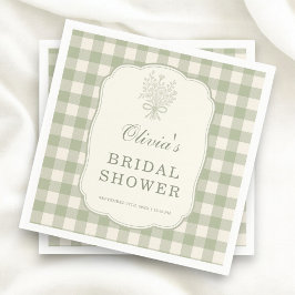 Servilleta De Papel Sage Green Gingham Bridal Shower Party
