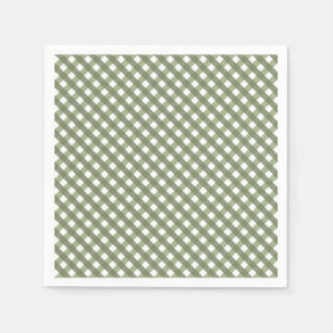 Servilleta De Papel Sage Green Gingham Patterned