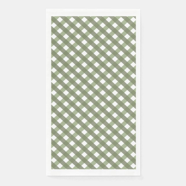 Servilleta De Papel Sage Green Gingham Patterned (Anverso)