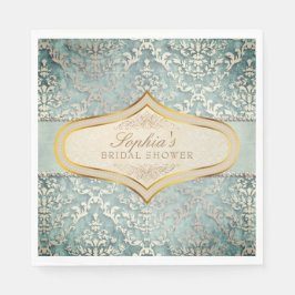 Servilleta De Papel Sage Green Glimmer Damask Weddal Shower