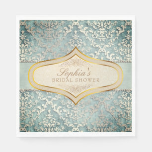 Servilleta De Papel Sage Green Glimmer Damask Weddal Shower