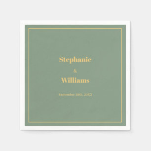 Servilleta De Papel Sage Green Gold Elegant Minimal Boda
