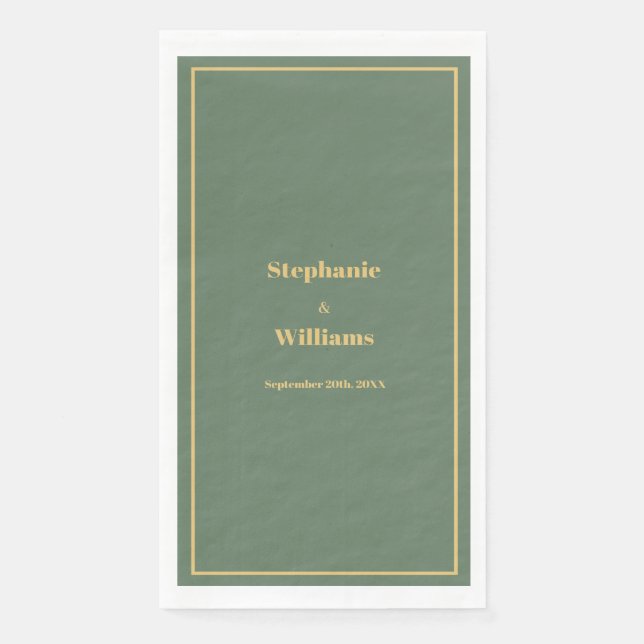 Servilleta De Papel Sage Green Gold Elegant Minimal Boda (Anverso)