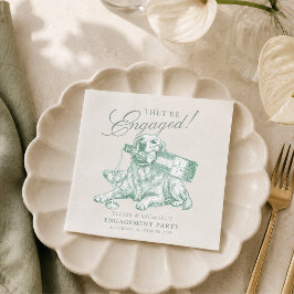 Servilleta De Papel Sage Green Golden Retriever Champagne Engagement
