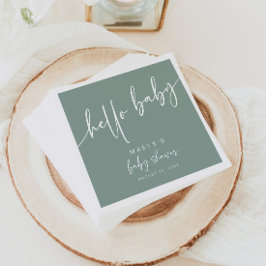 Servilleta De Papel Sage Green Hello Baby Shower Paper Napkins Modern