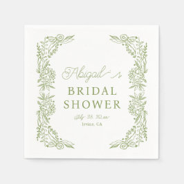 Servilleta De Papel Sage Green Hydrangea Bridal Shower Napkin