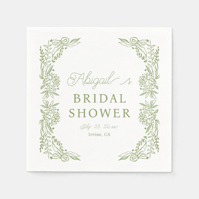 Servilleta De Papel Sage Green Hydrangea Bridal Shower Napkin (Anverso)
