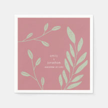 Sage Green Leaves Dusty Rosa Nombres Boda de fecha