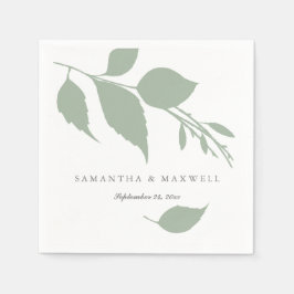 Servilleta De Papel Sage Green Leaves Personalizado Cocktail Napkins