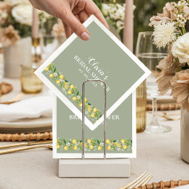Servilleta De Papel Sage Green Lemon Bridal Shower Party Napkins 