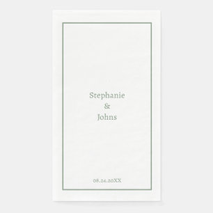 Servilleta De Papel Sage Green Minimal Elegant Custom Name Boda