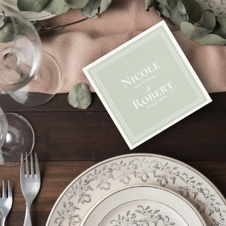Servilleta De Papel Sage Green Minimalist Wedding Cocktail Napkin