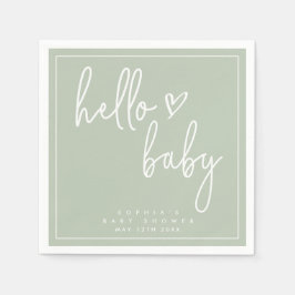 Servilleta De Papel Sage Green Minimalista moderno Boho Baby Shower