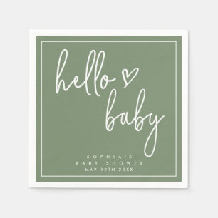 Servilleta De Papel Sage Green Minimalista moderno Boho Baby Shower
