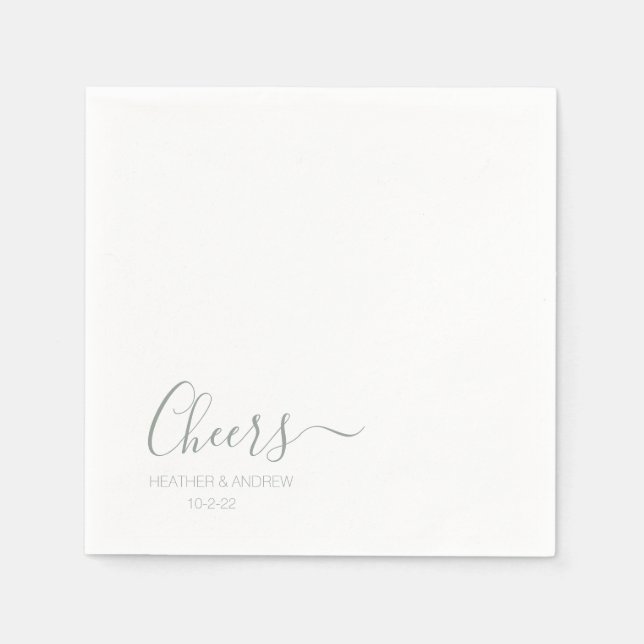 Servilleta De Papel Sage Green Modern Elegant Wedding Simple (Anverso)