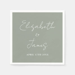 Servilleta De Papel Sage Green Modern Minimalist Script Wedding
