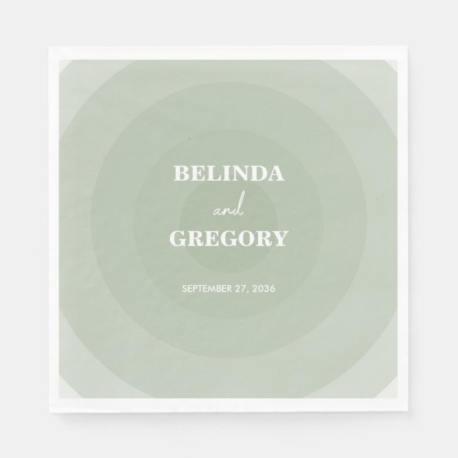 Servilleta De Papel Sage Green Modern Monograma Boda (Anverso)