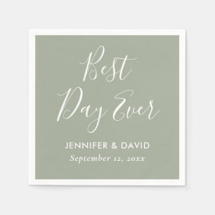 Servilleta De Papel Sage Green Modern Script Boda