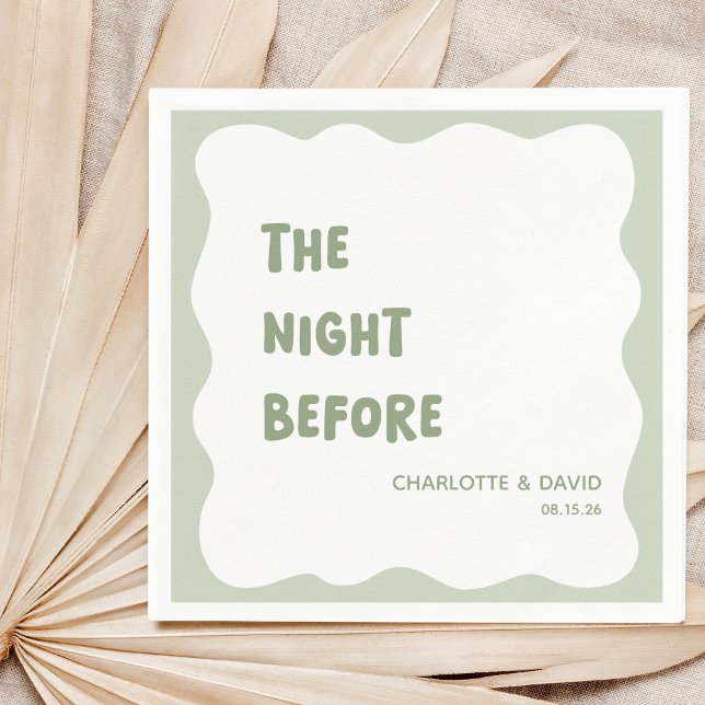 Servilleta De Papel Sage Green Moderno, Fiesta de bienvenida, ensayo d (Elevate 'The Night Before' with these elegant sage green napkins at your chic rehearsal dinner.)