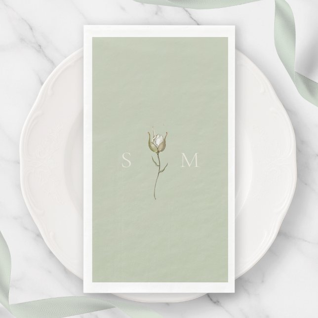 Servilleta De Papel Sage Green Monogram (Subido por el creador)