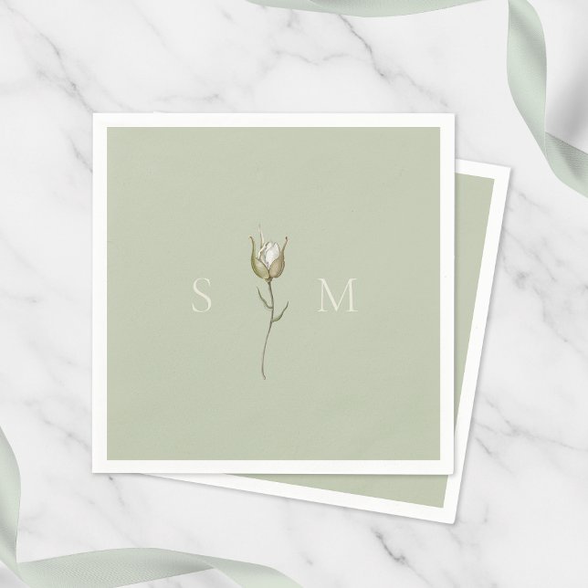 Servilleta De Papel Sage Green Monogram Wedding (Subido por el creador)