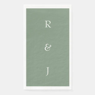 Servilleta De Papel Sage Green Monograma Iniciales White Elegant Weddi