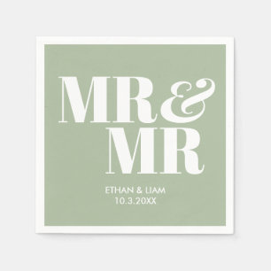 Servilleta De Papel Sage Green Mr. y Mr. Boda Personalizado Napkins
