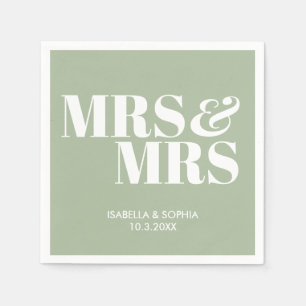 Servilleta De Papel Sage Green Mrs. y Mrs. Boda Napkins personalizada