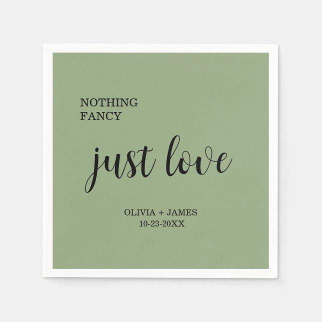 Servilleta De Papel Sage Green Nothing Fancy Just Love Wedding   (Anverso)