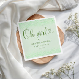 Servilleta De Papel Sage Green Oh Girl Eucalyptus Confetti Script