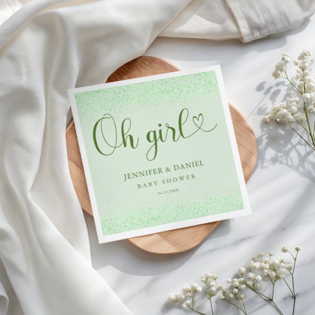 Servilleta De Papel Sage Green Oh Girl Eucalyptus Confetti Script (Subido por el creador)
