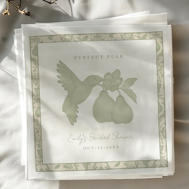 Servilleta De Papel Sage Green Perfect Pear Bridal Shower Napkins (Perfect Pear Bridal Shower Napkins)