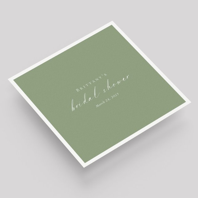 Servilleta De Papel Sage Green Personalizado Bridal Shower Napkins (Sage Green Elegance: Custom Bridal Shower Napkins)