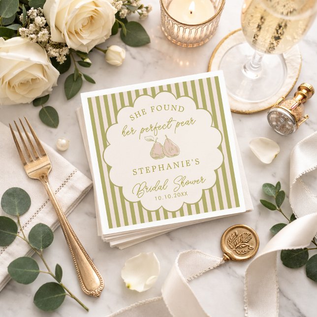 Servilleta De Papel Sage Green Pink Preppy Perfect Pear Bridal Shower  (Subido por el creador)