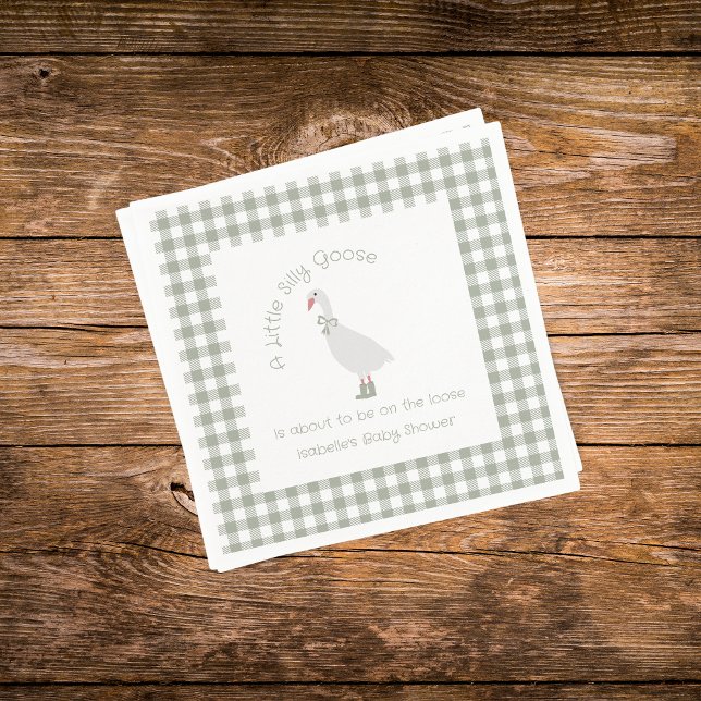 Servilleta De Papel Sage Green Preppy Silly Little Goose Baby Shower (Subido por el creador)