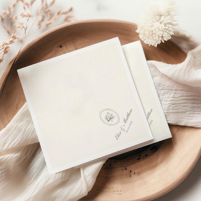 Servilleta De Papel Sage Green Rose Wedding  (Subido por el creador)